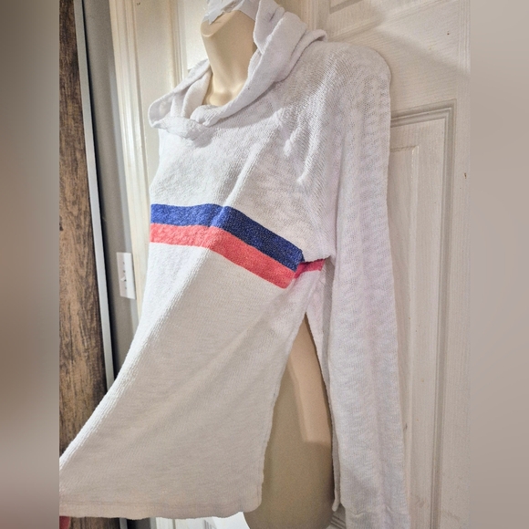 Sundry Knit Hoodie White Stripes Cotton Sweater Small - Picture 3 of 8